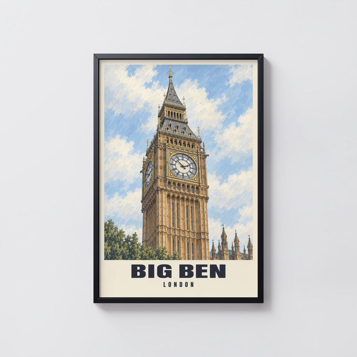 Vintage Big Ben Poster, London Wall Art, England Print