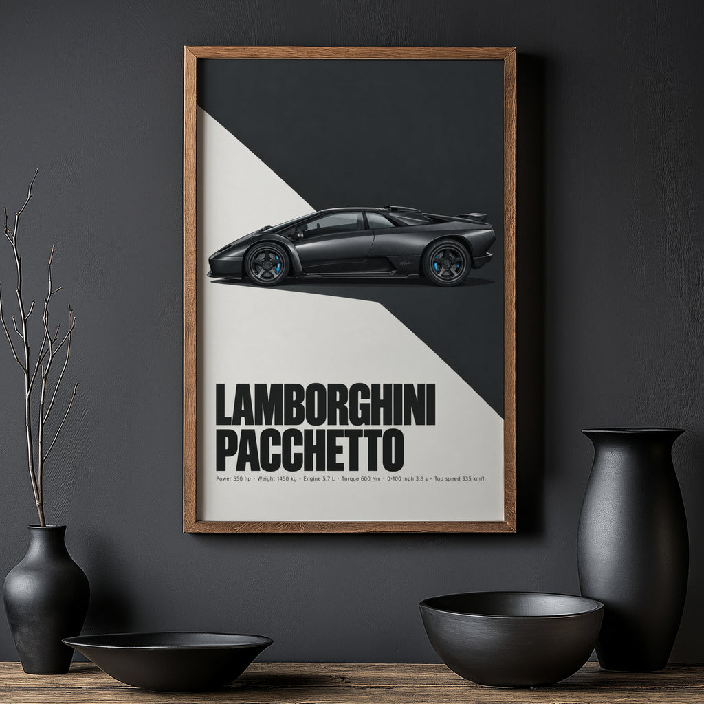 Vintage Lamborghini Print, Supercar Wall Art