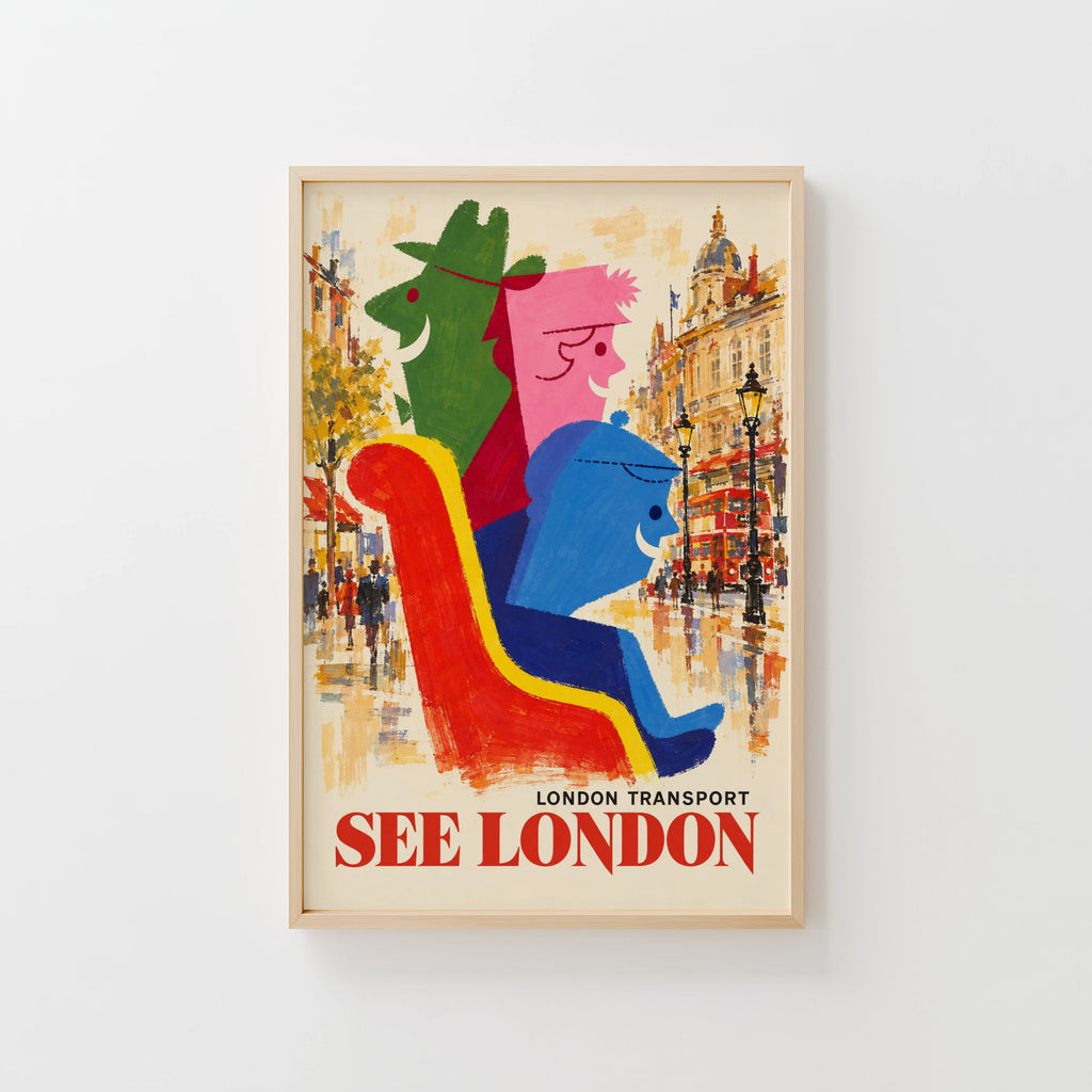 Vintage London Poster, See London Print, Retro Wall Art