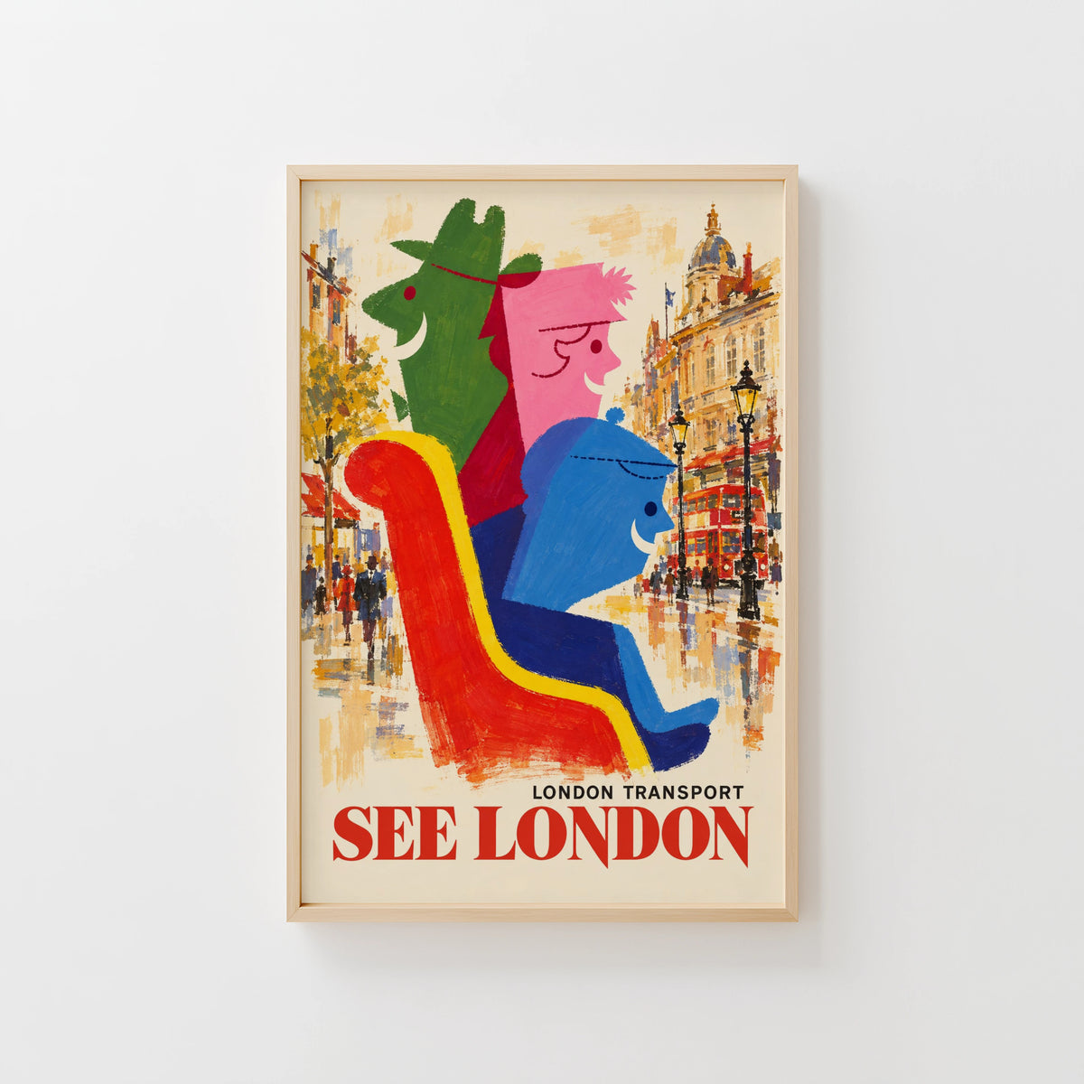 Vintage London Poster, See London Print, Retro Wall Art