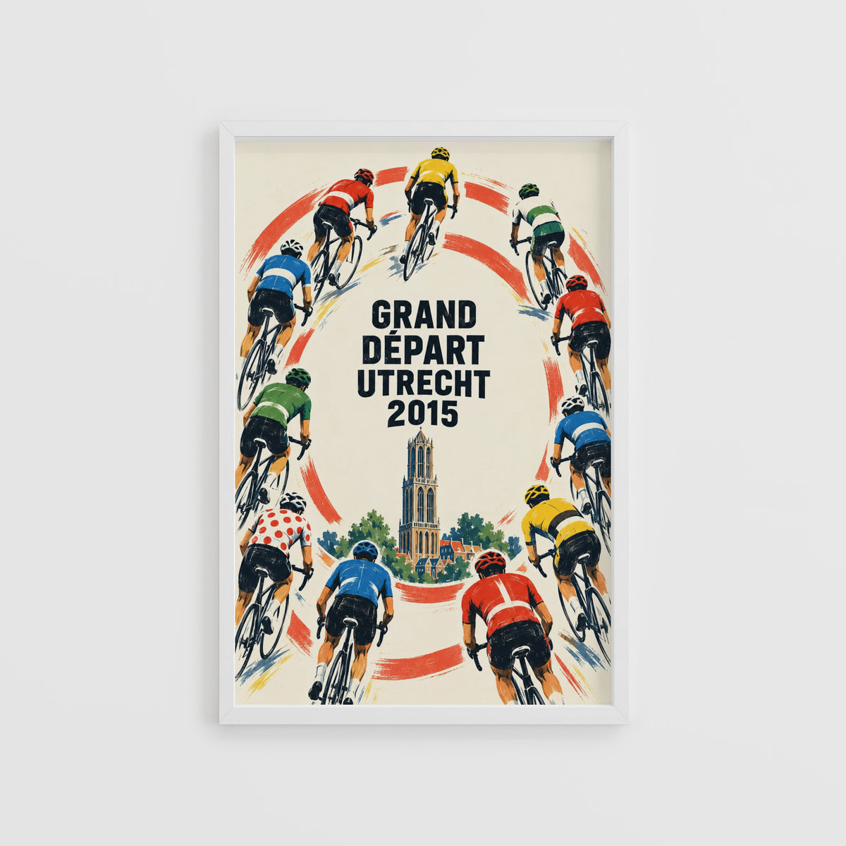 Vintage Utrecht Cycling Poster, Dom Tower Wall Art Print