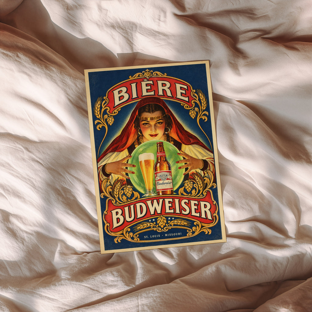 Vintage Budweiser Beer Print, Bar Poster, Pub Wall Art