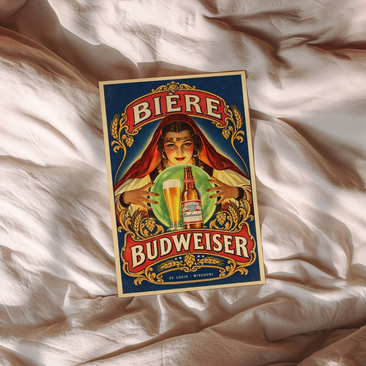 Vintage Budweiser Beer Print, Bar Poster, Pub Wall Art