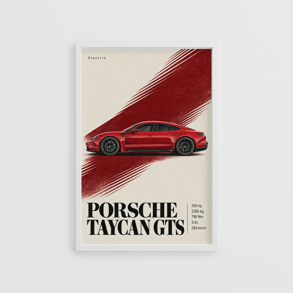 Vintage Porsche Taycan GTS Print, Car Poster, Wall Art