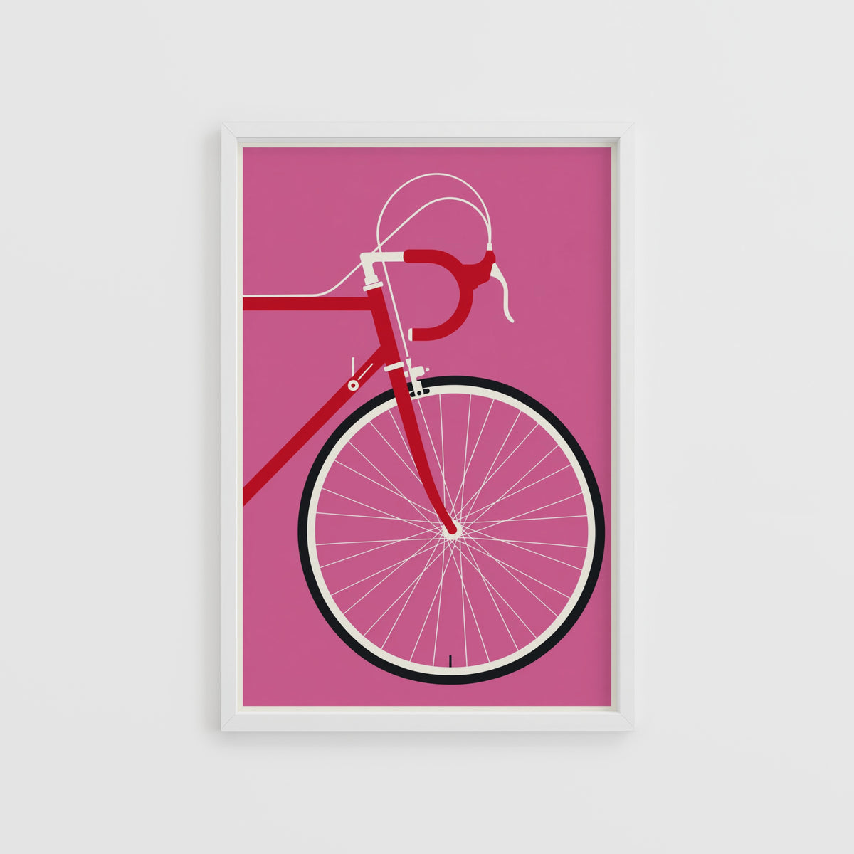 Vintage Road Bicycle Poster, Pink Cycling Wall Art Print