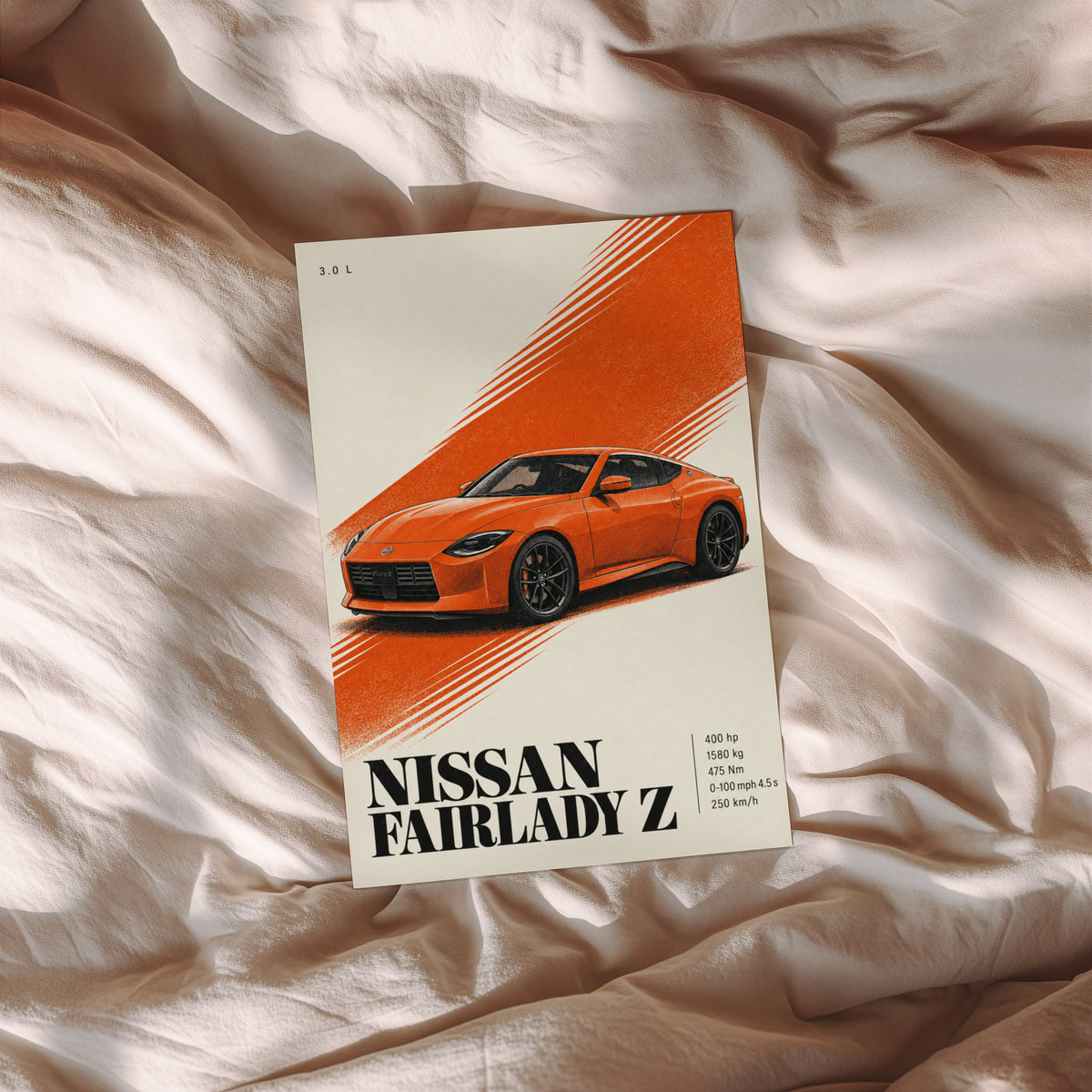 Vintage Nissan Fairlady Z Print, Orange Car Art