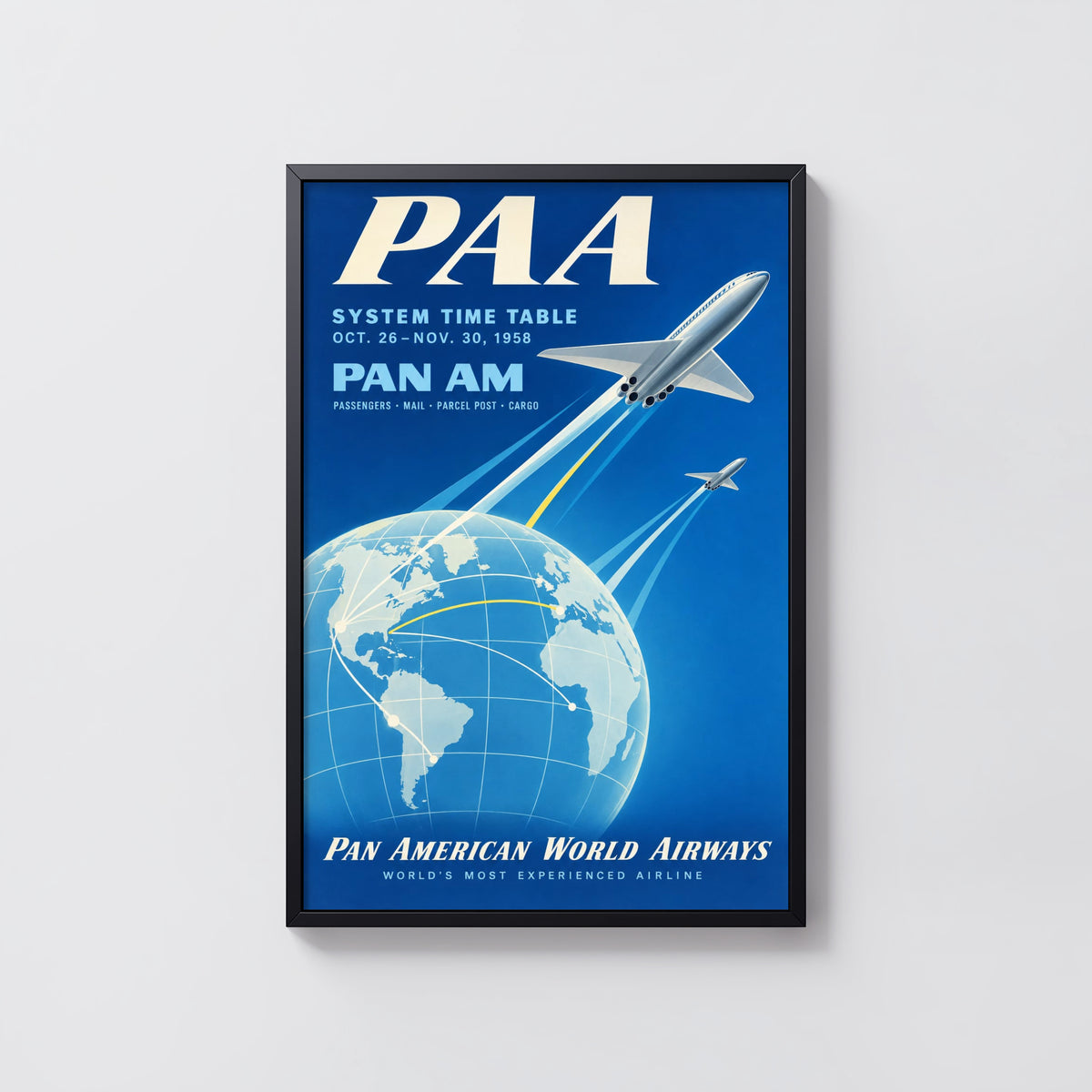 Vintage Pan Am Poster, Airline Wall Art, Aviation Print