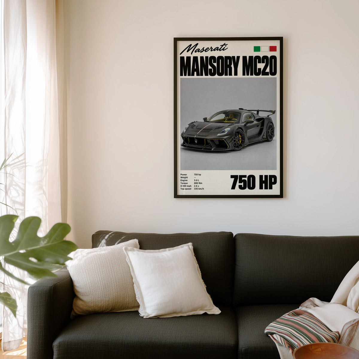 Vintage Print, Maserati MC20 Supercar Wall Art