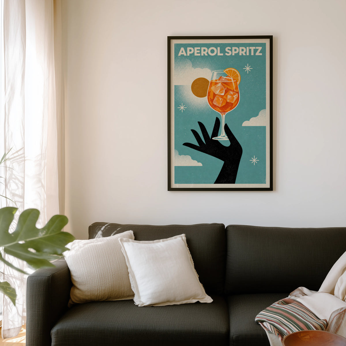 Vintage Aperol Spritz Print Poster, Retro Cocktail Art