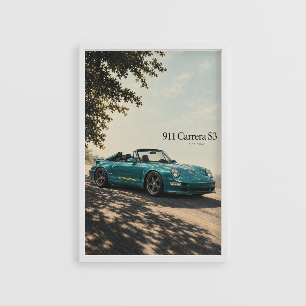Vintage Porsche 911 Carrera S3 Print, Car Wall Art