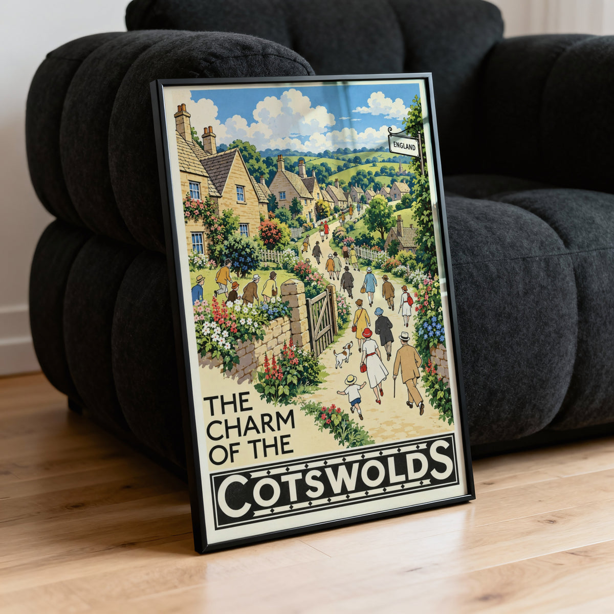 Vintage Cotswolds Poster, England Village Wall Art, Print