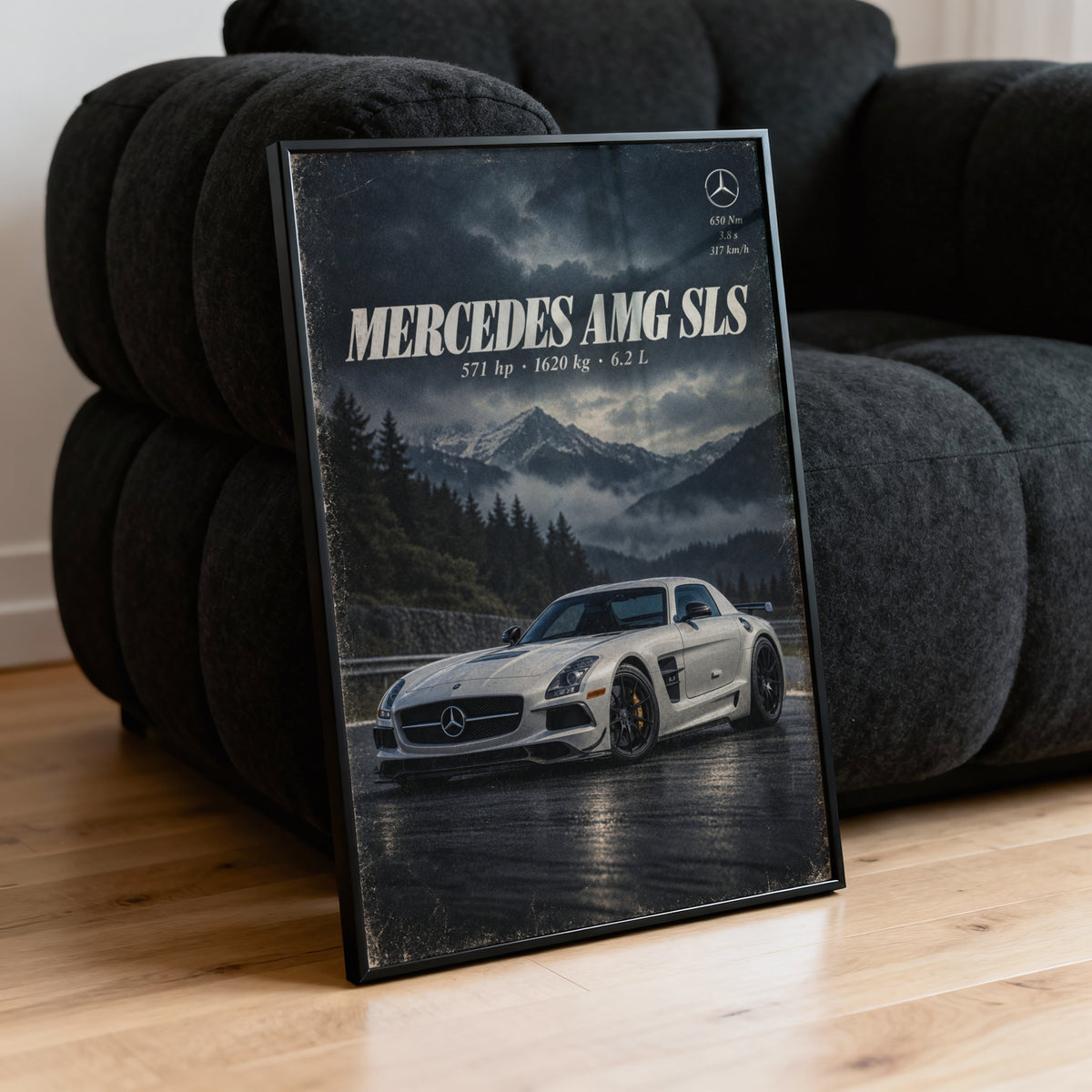 Vintage Mercedes AMG SLS Print, Car Poster, Wall Art