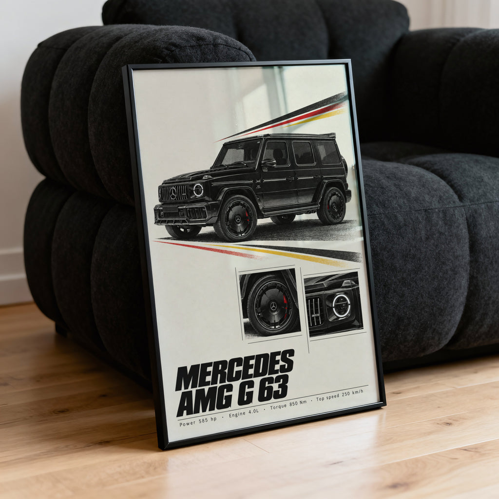 Vintage Mercedes AMG G63 Print, SUV Wall Art