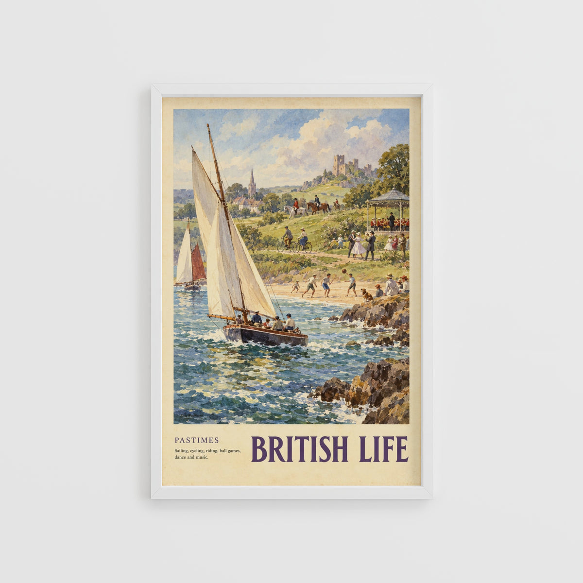 Vintage British Life Poster, Seaside Sailing Wall Art Print