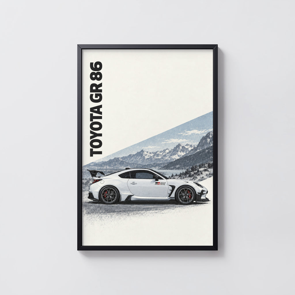 Vintage Toyota GR 86 Print, Car Poster, Mountain Art