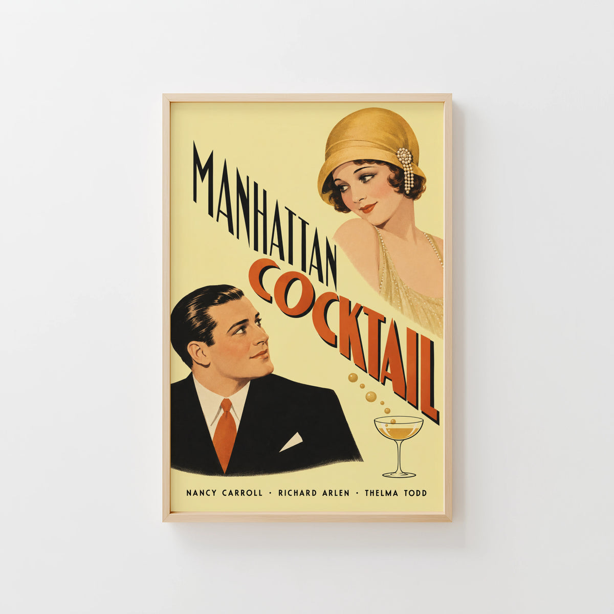 Vintage Manhattan Cocktail Print Poster, Art Deco Wall Art