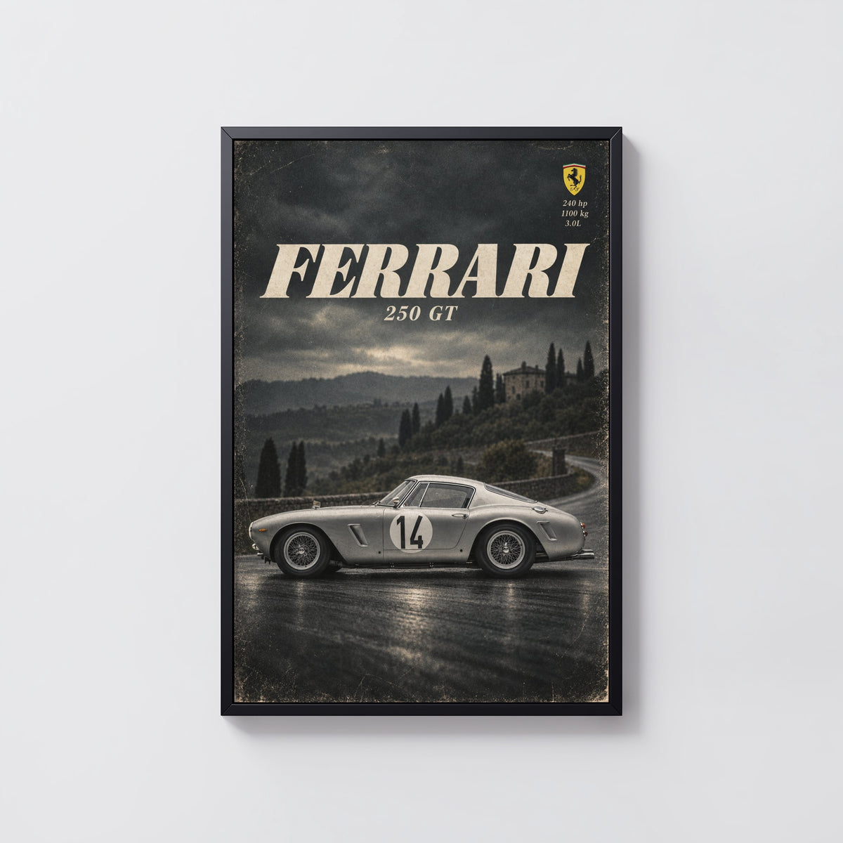 Vintage Ferrari 250 GT Print, Car Poster, Wall Art