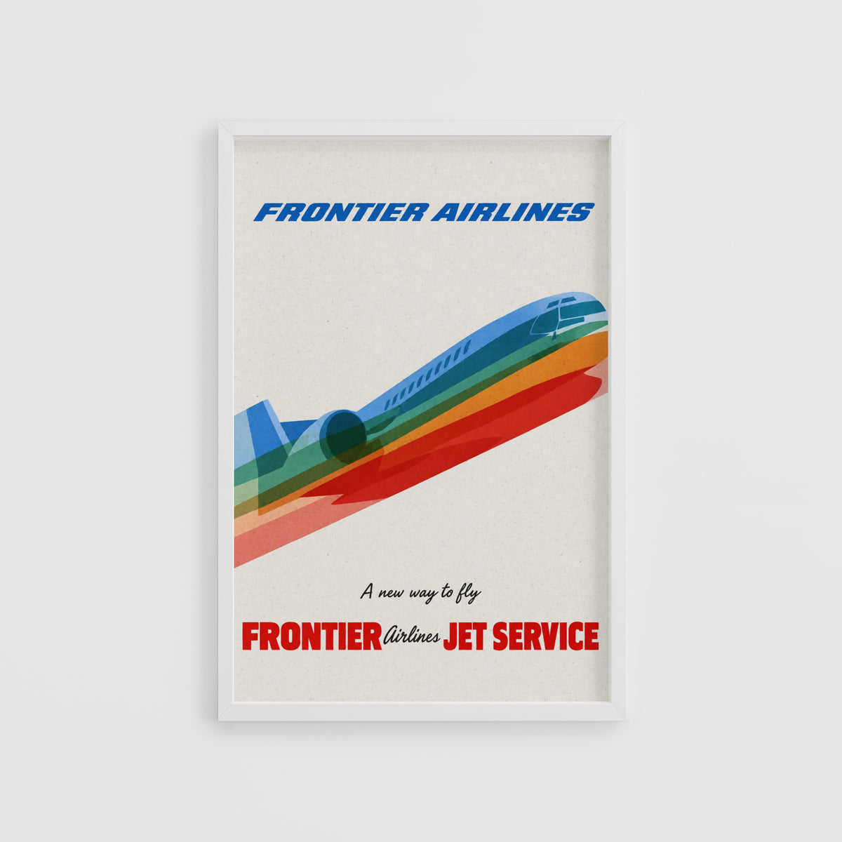 Vintage Frontier Airlines Poster, Jet Wall Art