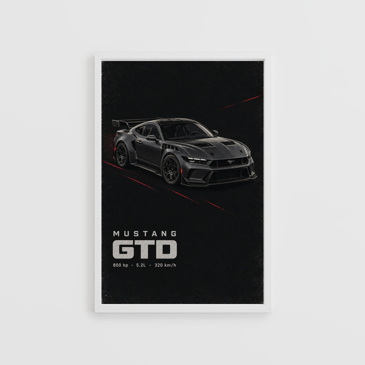 Vintage Mustang GTD Print, Car Wall Art
