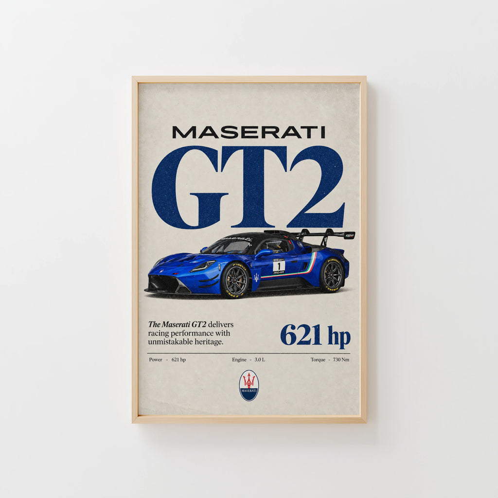 Vintage Maserati GT2 Print, Race Car Wall Art