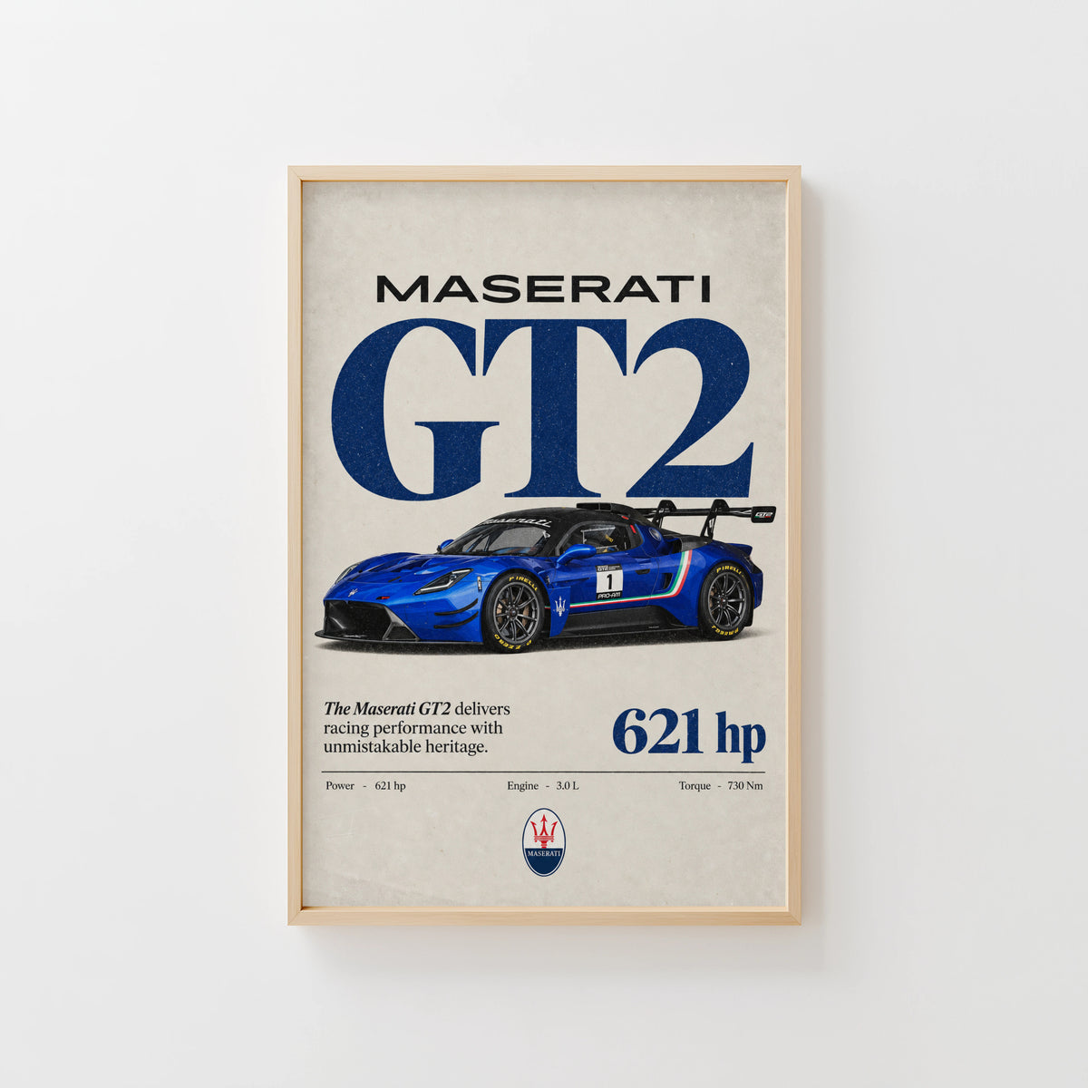 Vintage Maserati GT2 Print, Race Car Wall Art