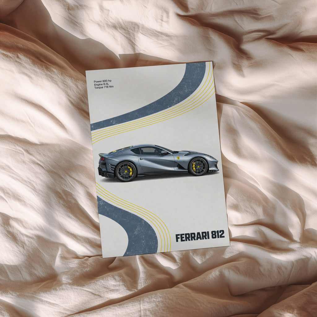 Vintage Ferrari 812 Print, Supercar Wall Art