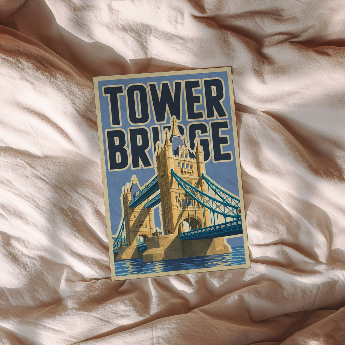 Vintage Tower Bridge London Poster, Retro Wall Art, Print