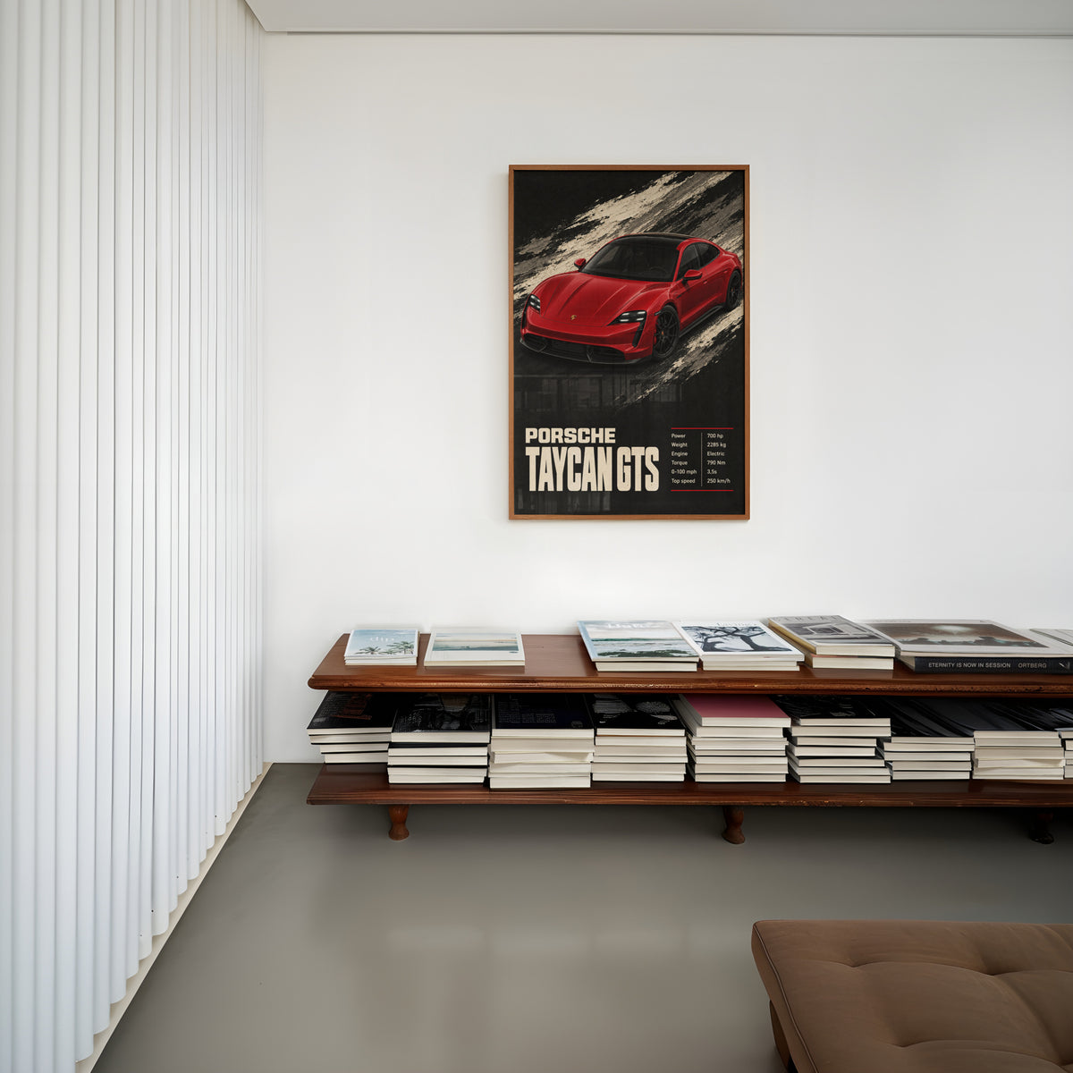 Vintage Porsche Taycan GTS Print, Car Poster Wall Art