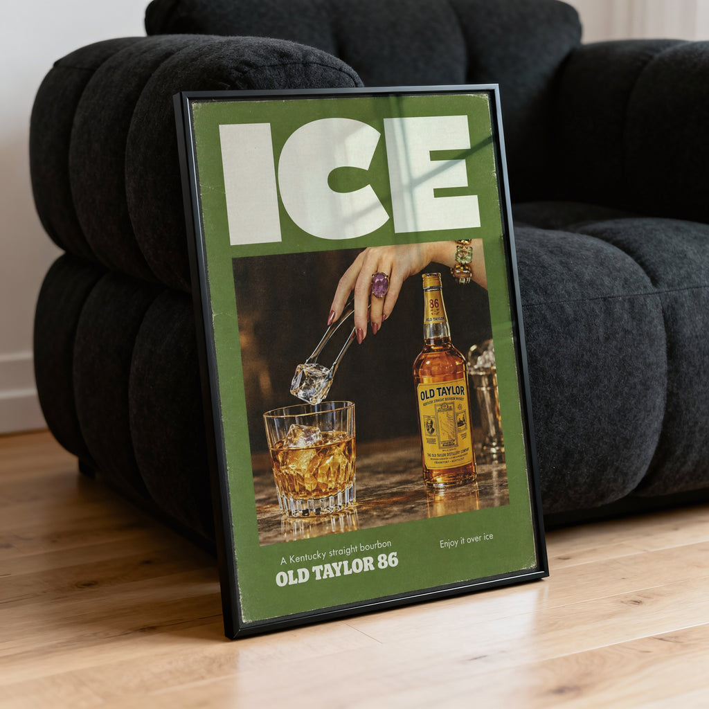 Vintage Bourbon Poster, Whiskey Wall Art, Bar Print