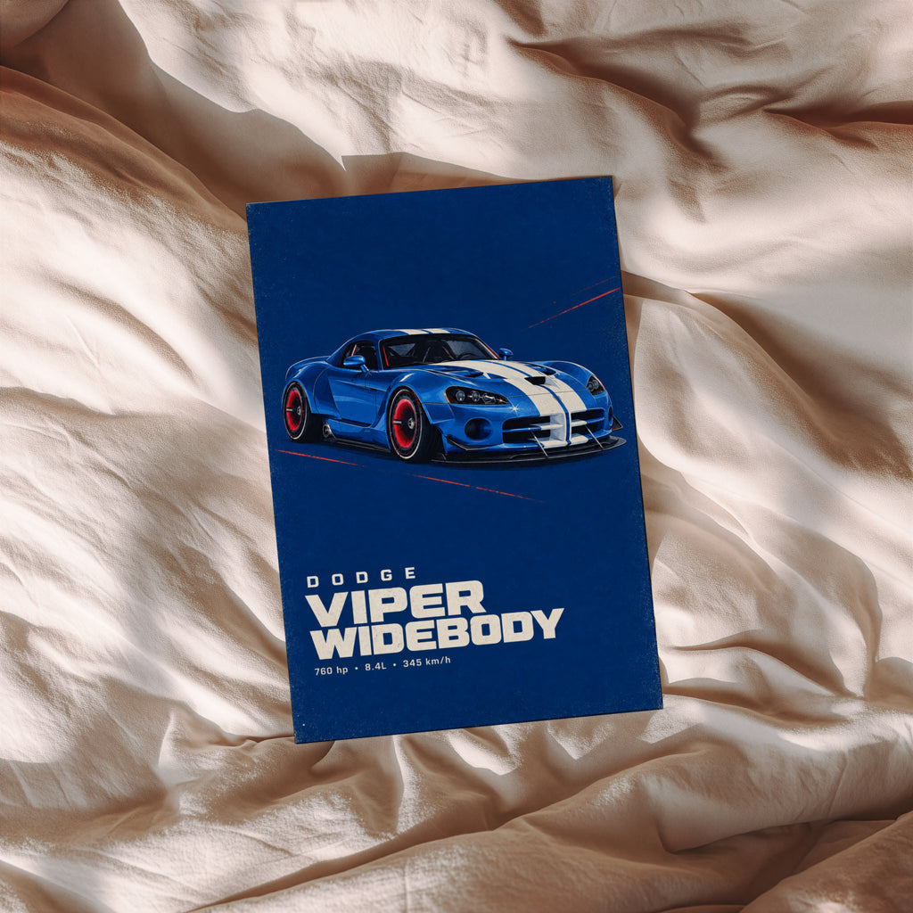 Vintage Dodge Viper Widebody Print, Car Wall Art