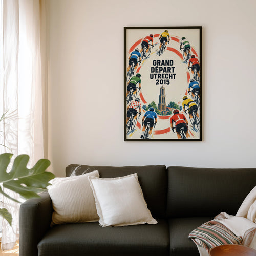 Vintage Utrecht Cycling Poster, Dom Tower Wall Art Print
