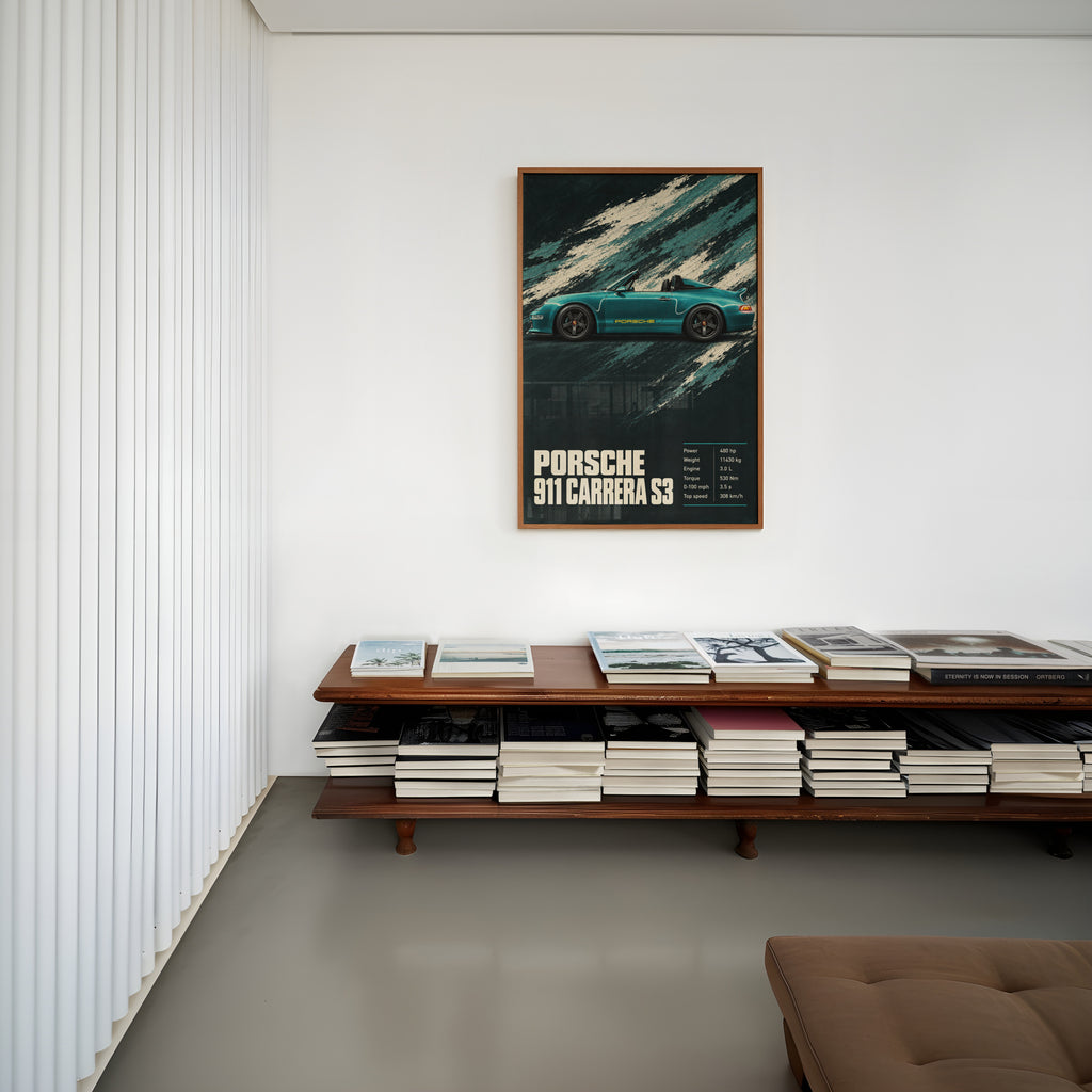 Vintage Print, Porsche 911 Carrera S3 Wall Art