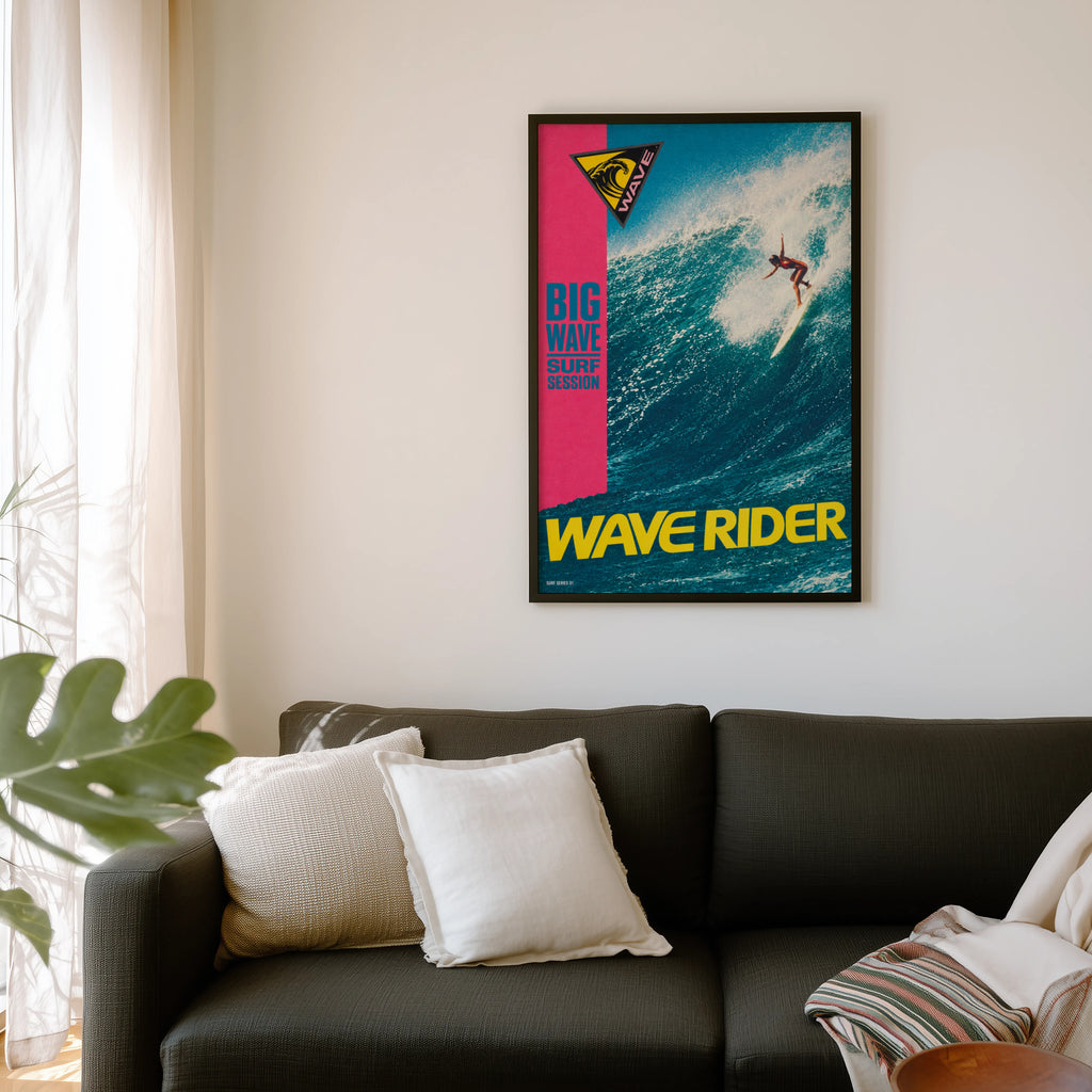 Vintage Wave Rider Surf Print, Big Wave Surf Poster