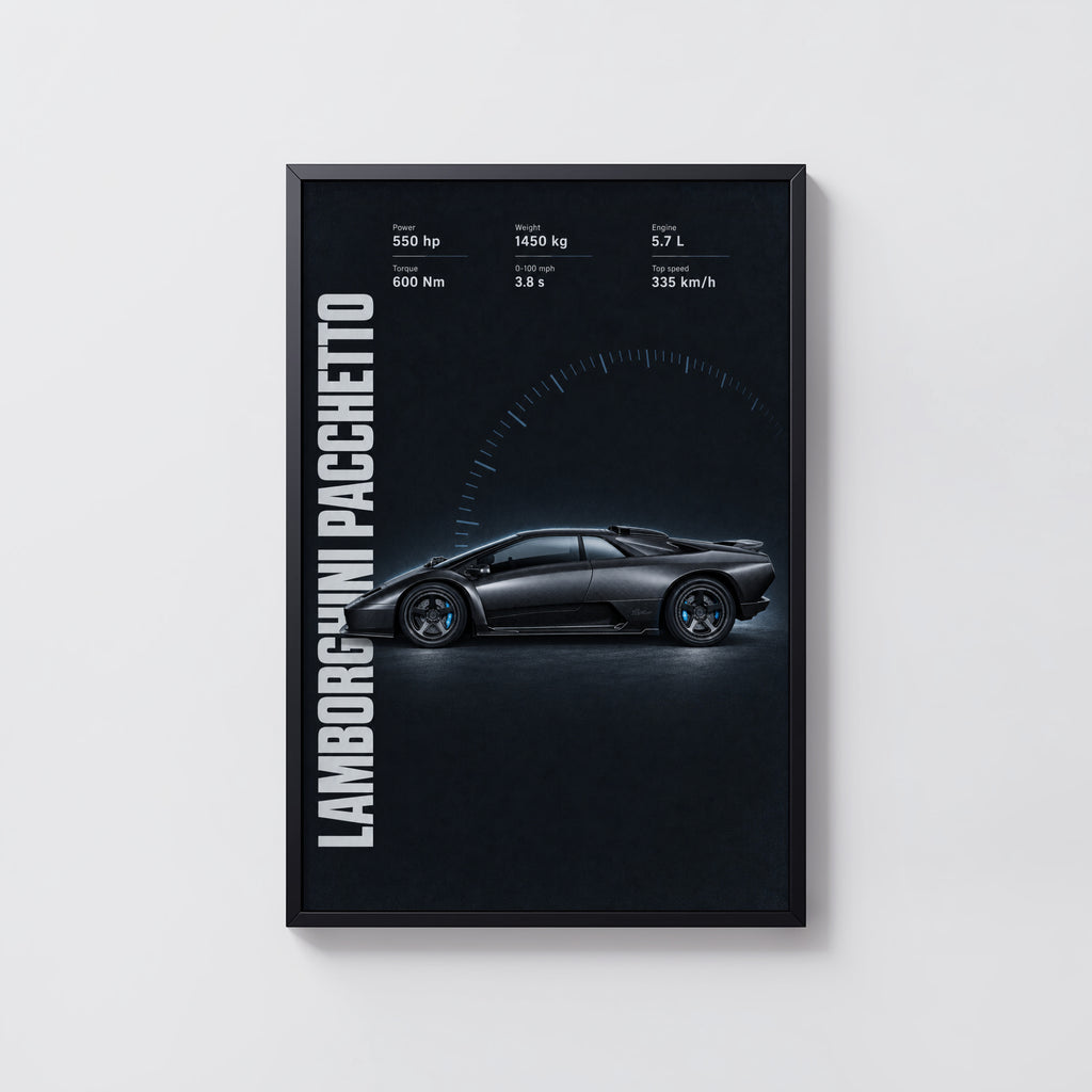 Vintage Lamborghini Print, Supercar Wall Art