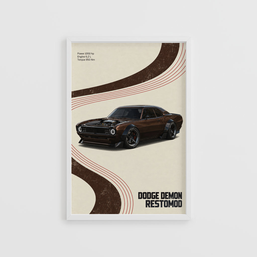 Vintage Dodge Demon Restomod Print and Poster, Car Art