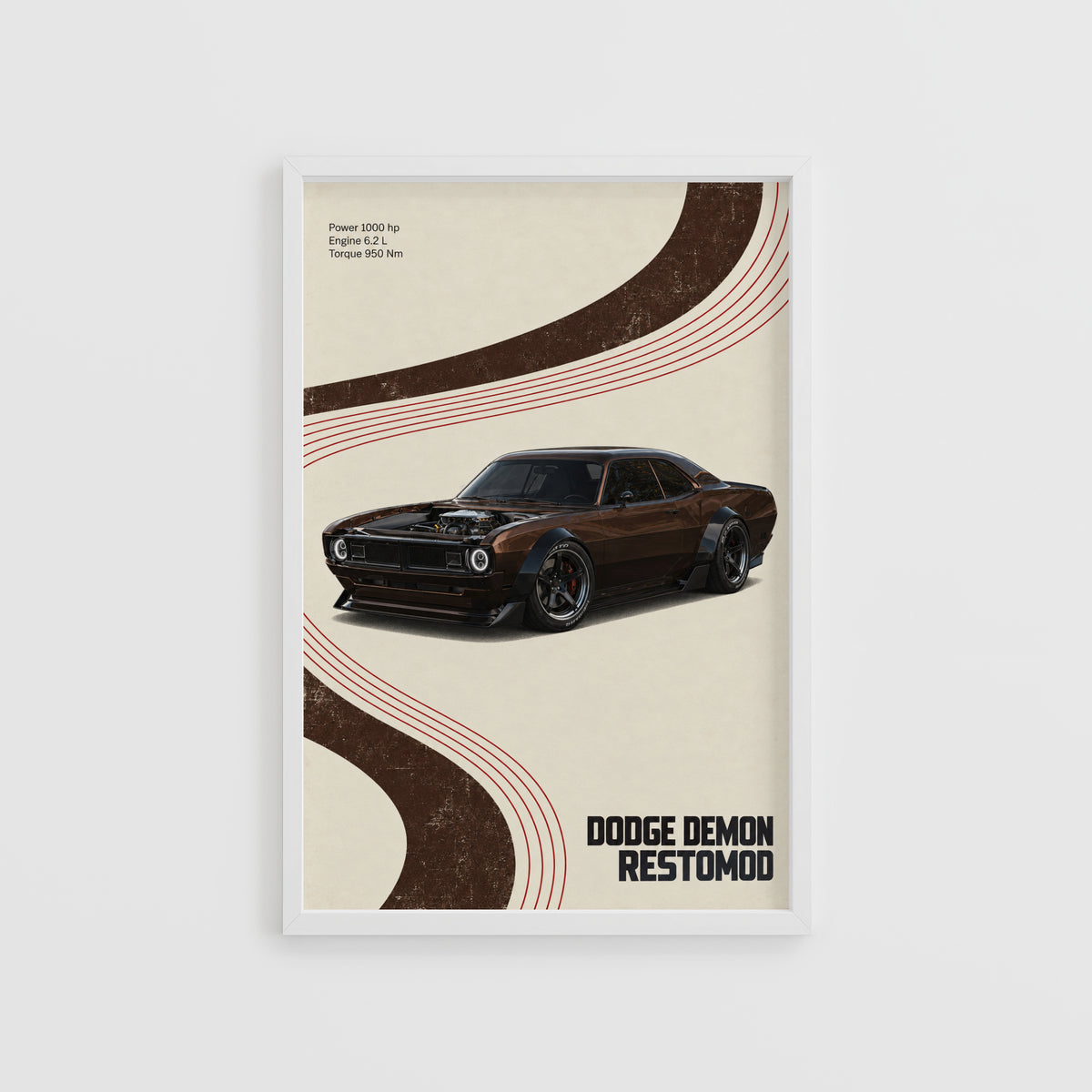 Vintage Dodge Demon Restomod Print and Poster, Car Art