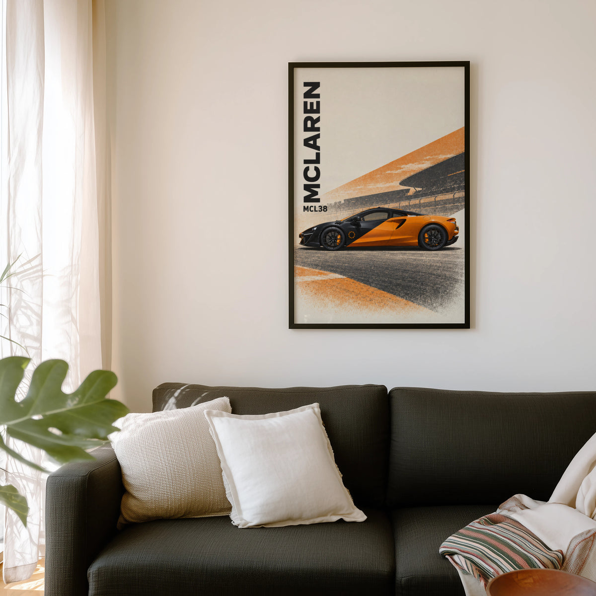 Vintage McLaren MCL38 Print, Racing Car Wall Art