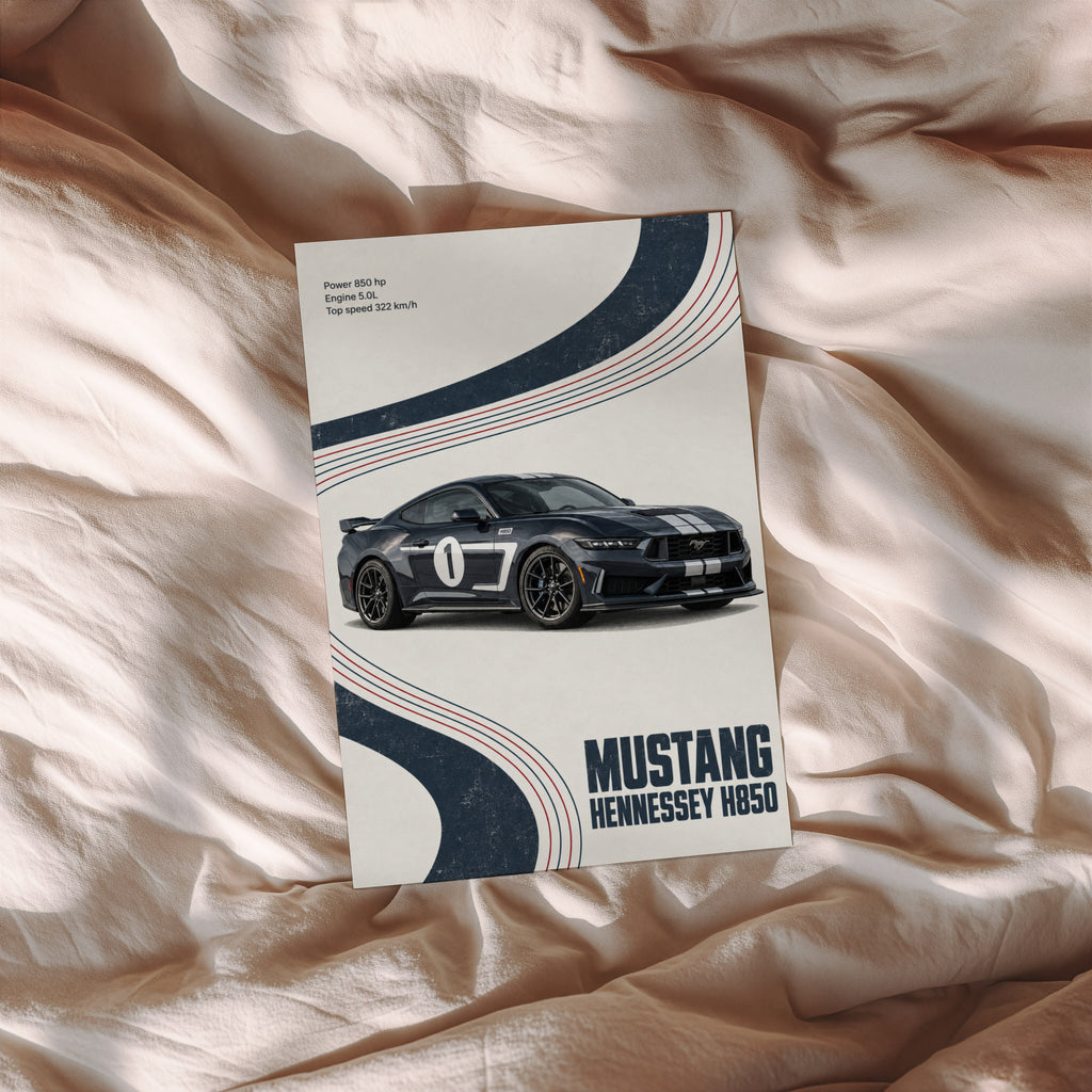 Vintage Mustang Hennessey H850 Print, Car Poster