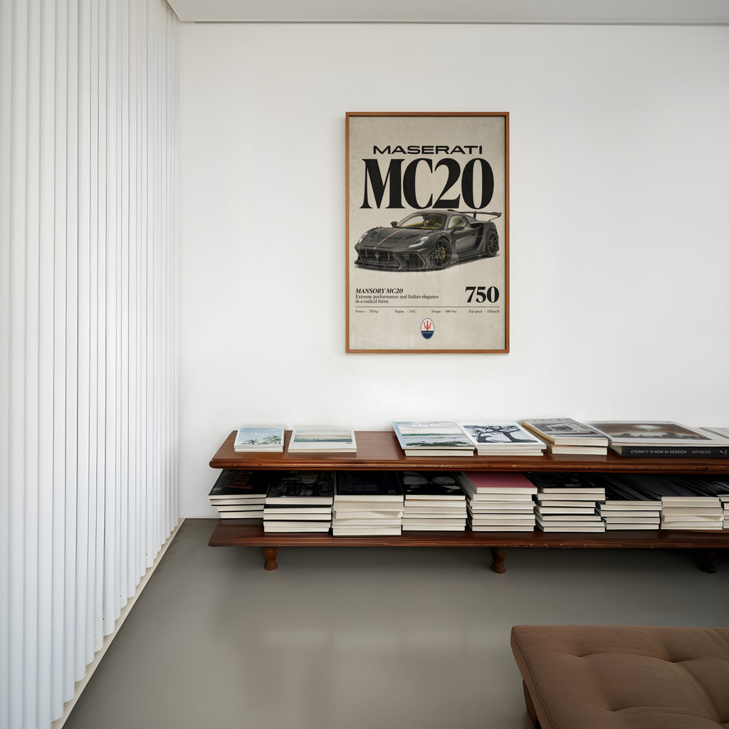 Vintage Maserati MC20 Print, Supercar Wall Art