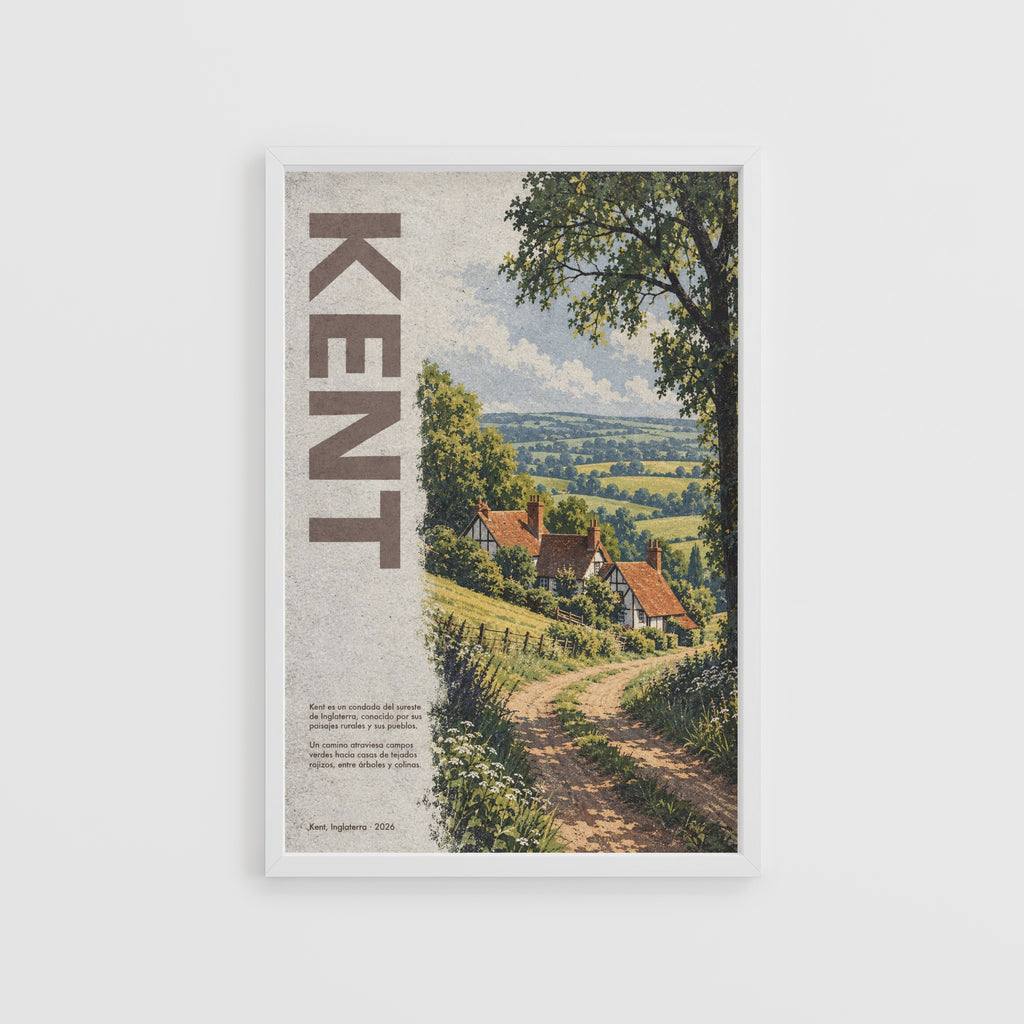 Vintage Kent Poster, English Countryside Wall Art, Print