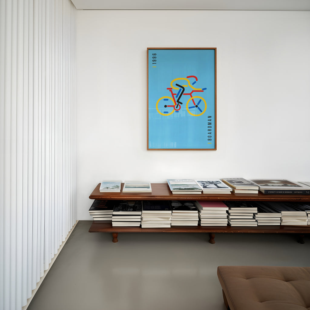 Vintage Cyclist Poster, Retro Bike Wall Art, 1996 Print