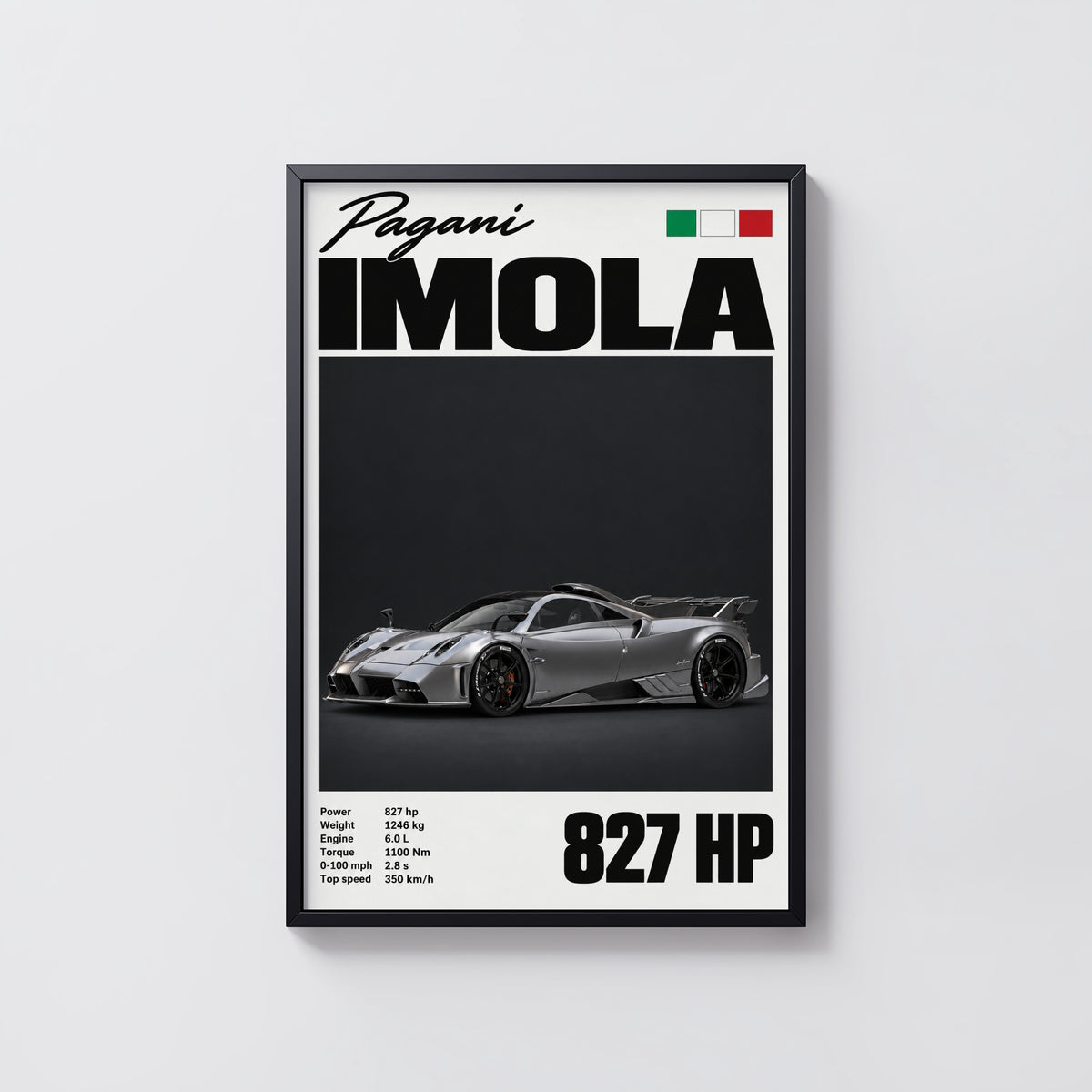 Vintage Pagani Imola Print, Supercar Wall Art