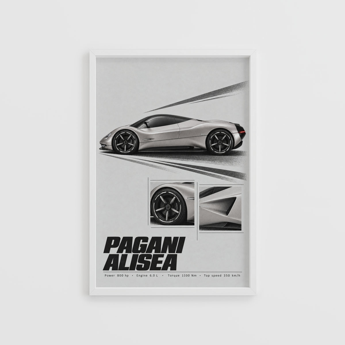 Vintage Pagani Alisea Print, Car Poster, Supercar Art