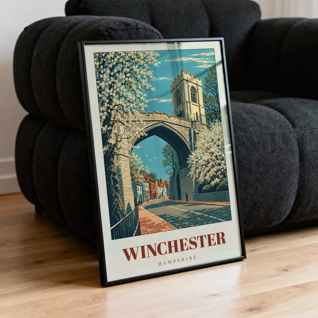 Vintage Winchester Poster, Hampshire Wall Art, England Print