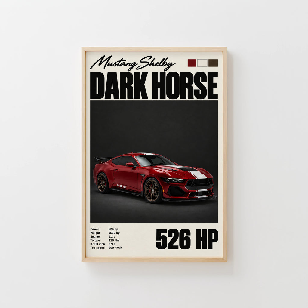 Vintage Print, Mustang Shelby Dark Horse Car Art