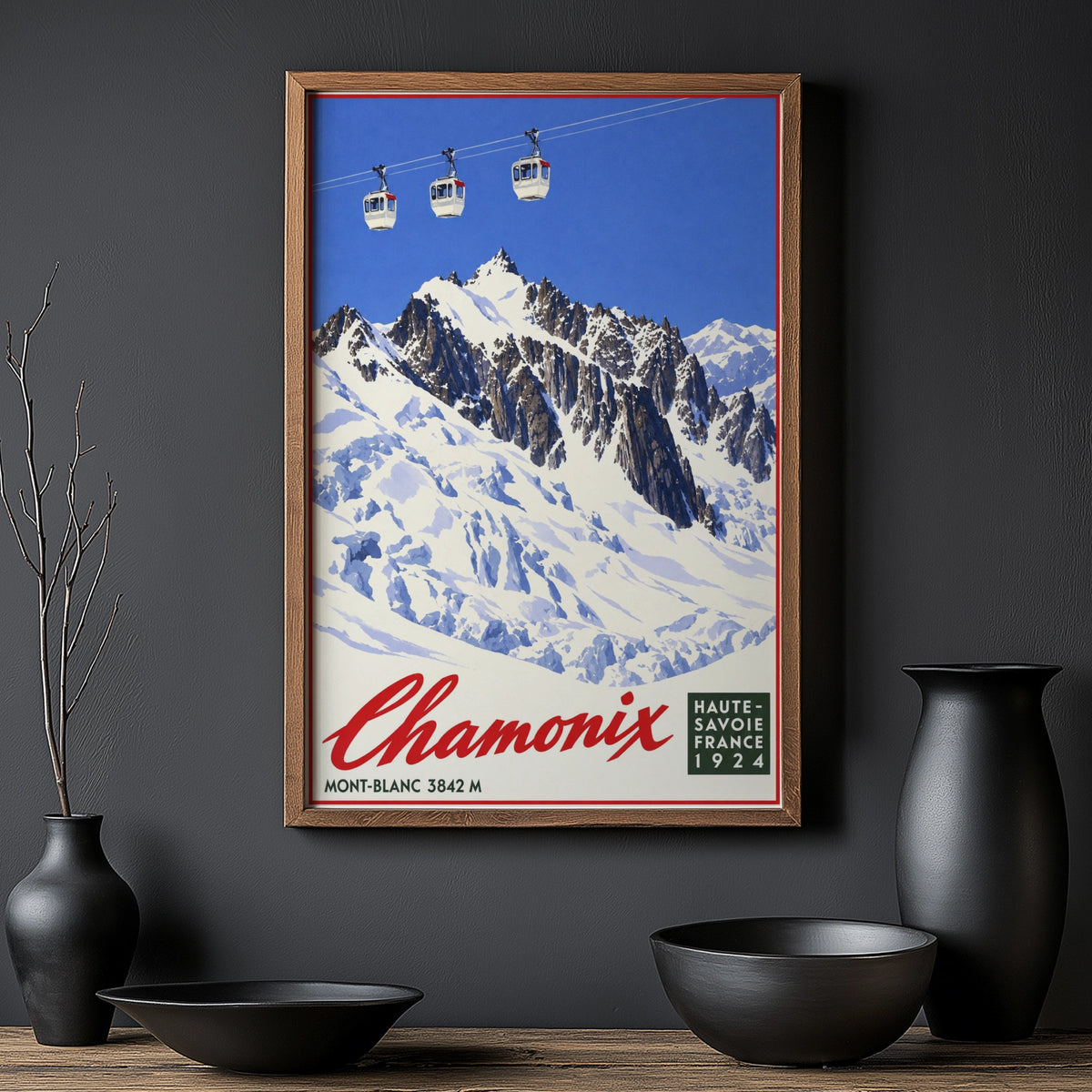 Vintage 1924 Chamonix Mont Blanc Print, Ski Poster