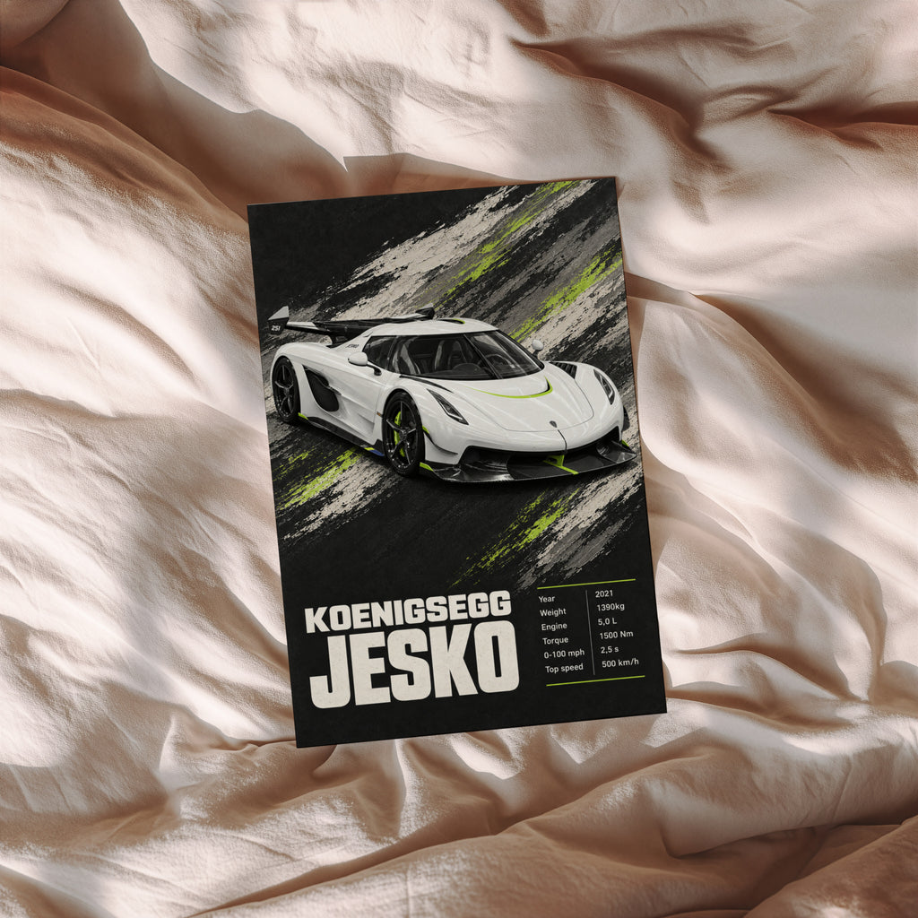 Vintage Koenigsegg Jesko Print, Hypercar Wall Art