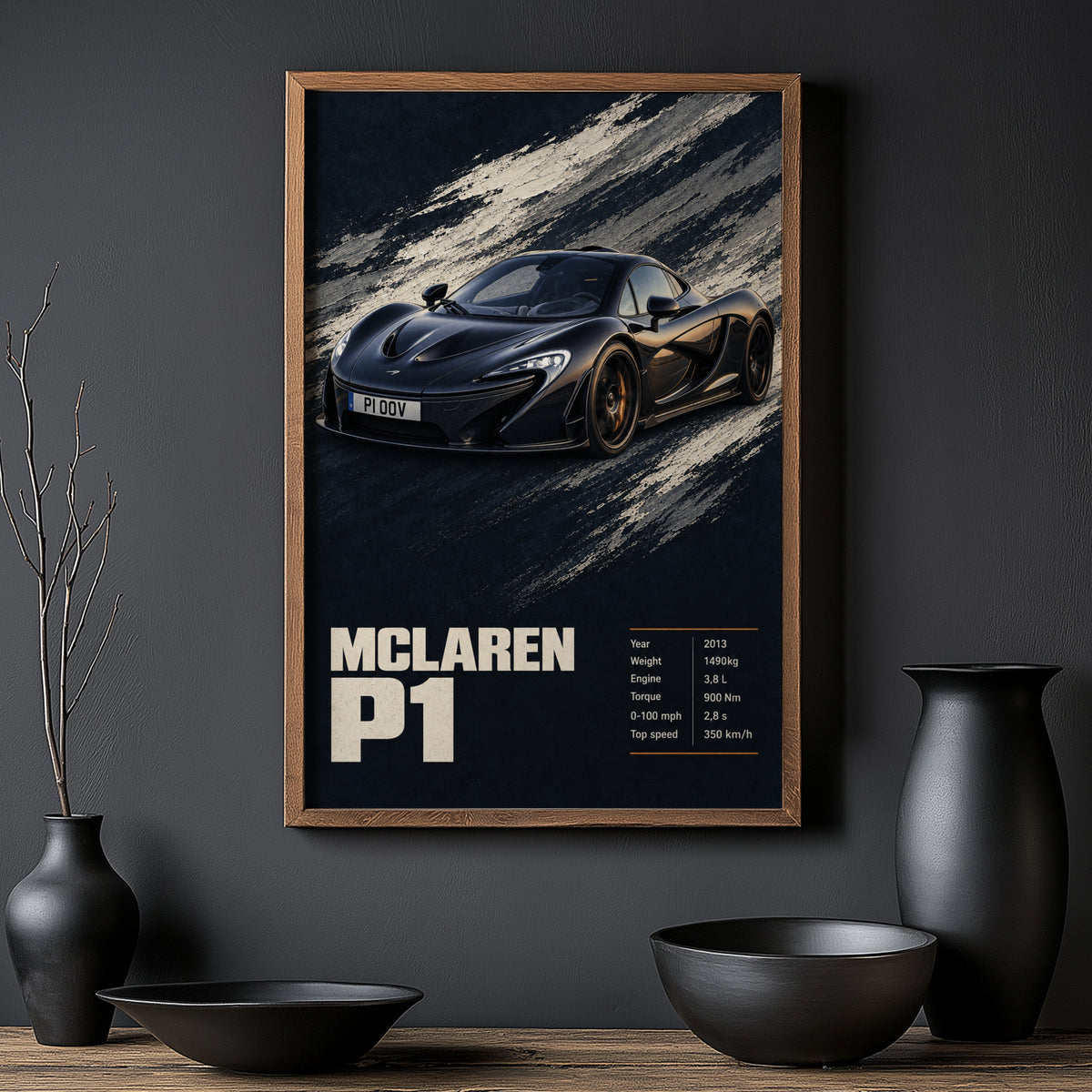 Vintage McLaren P1 Print, Supercar Wall Art