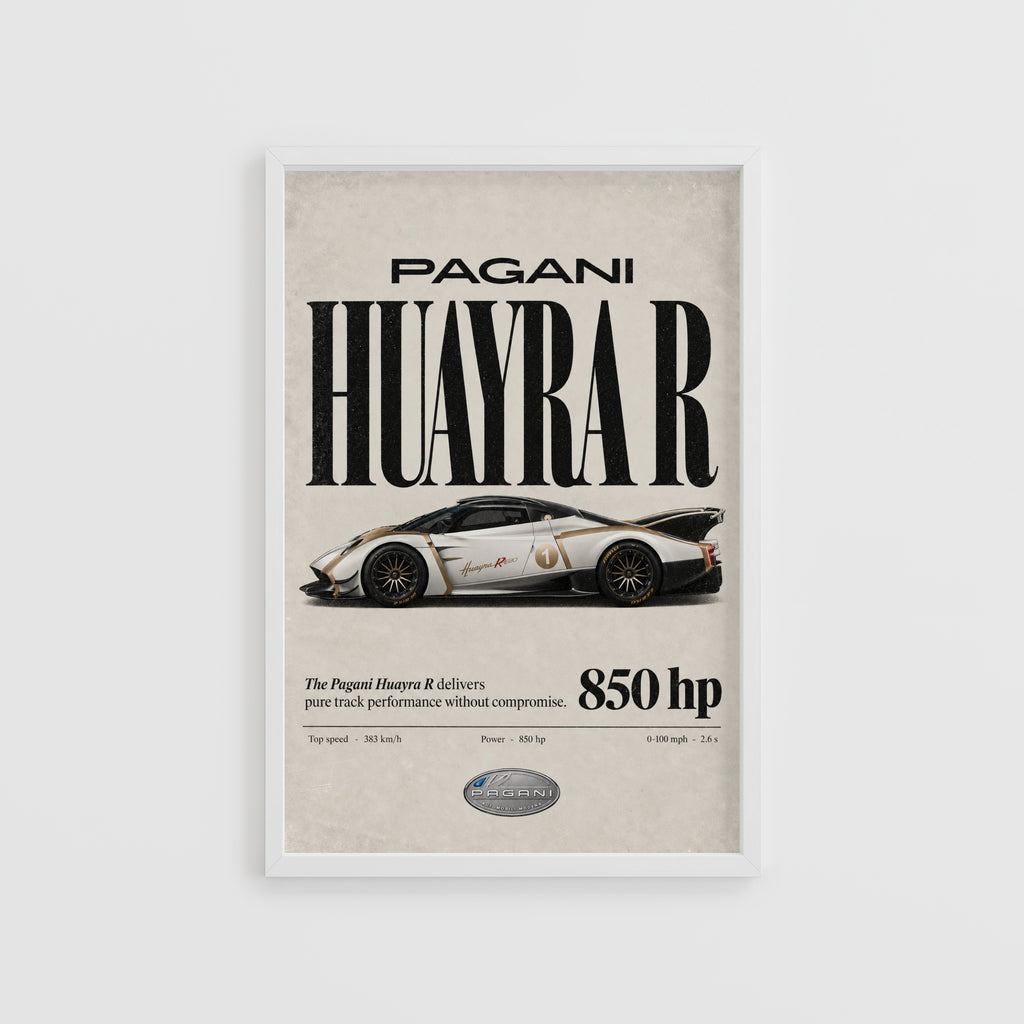 Vintage Pagani Huayra R Print, Supercar Wall Art