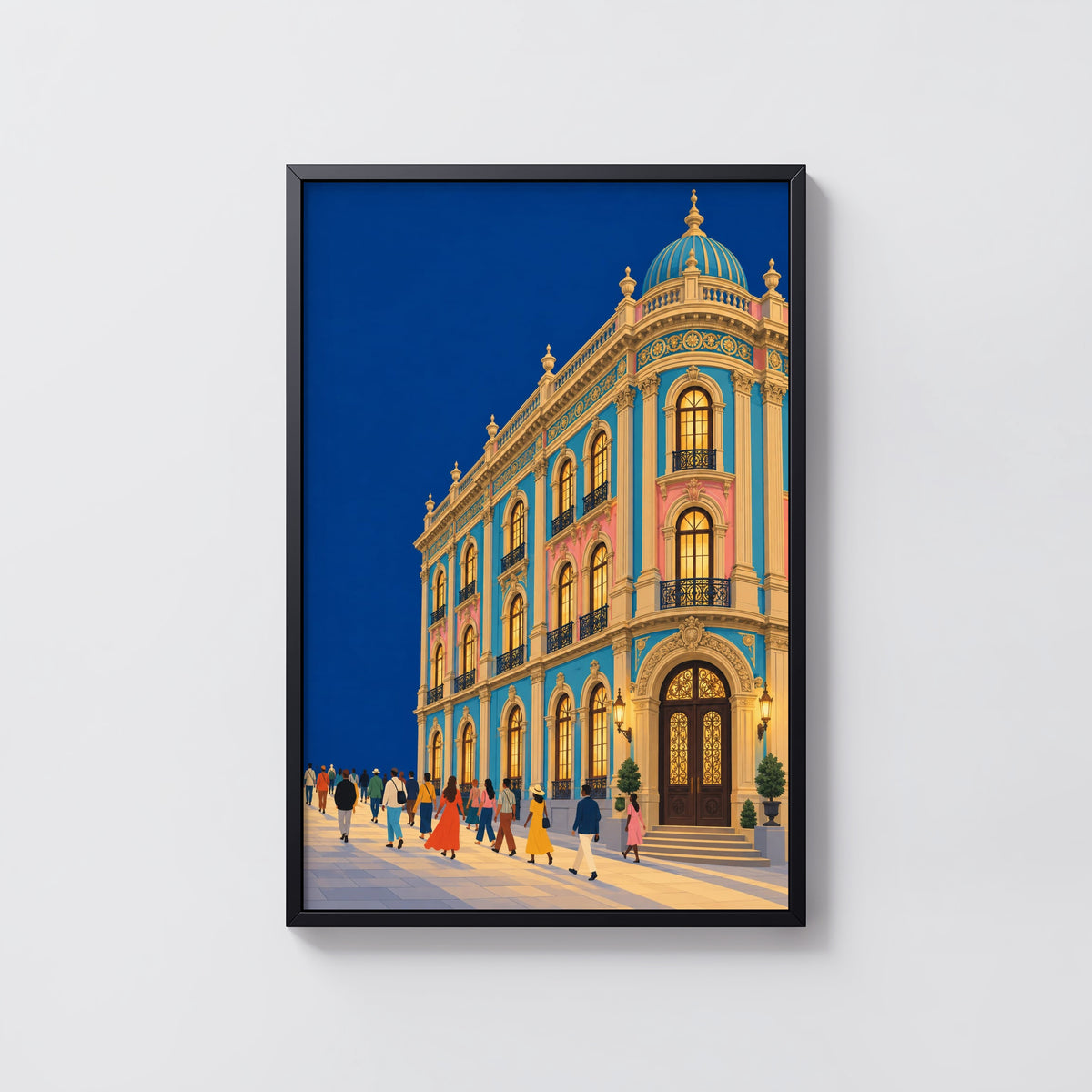Vintage Ornate Corner Building Poster, Art Deco Print